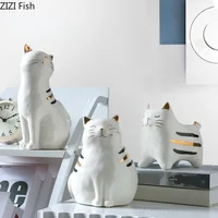 Cute Ceramic Cat Flower Vase Ceramic Handicraft Ornaments Animal Sculpture Cartoon Cat Flower Arrangement Accessories Vases 2
