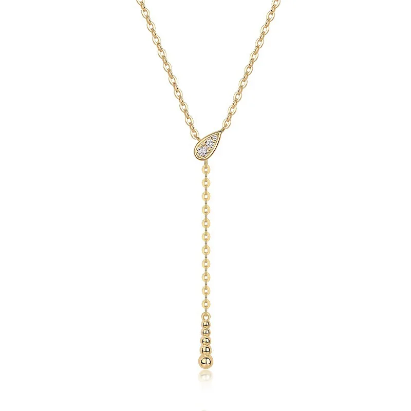 S925 Sterling Silver Gold Color Stacking Necklace Moissanite Pendant Clavicle Necklace Girls Gift