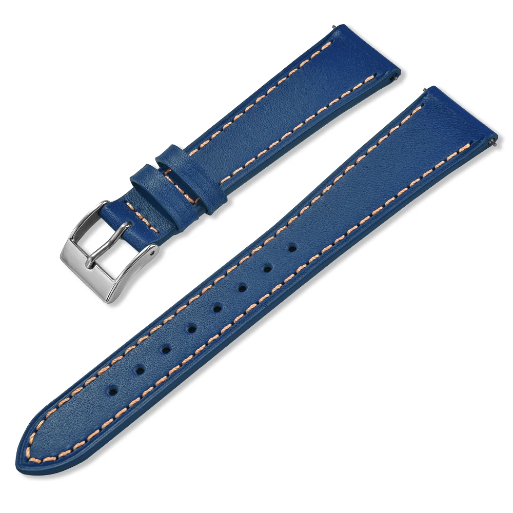 Elegant Leather Watch Strap with Exquisite Stitching - Skin-Friendly and Supple Unisex Replacement Band