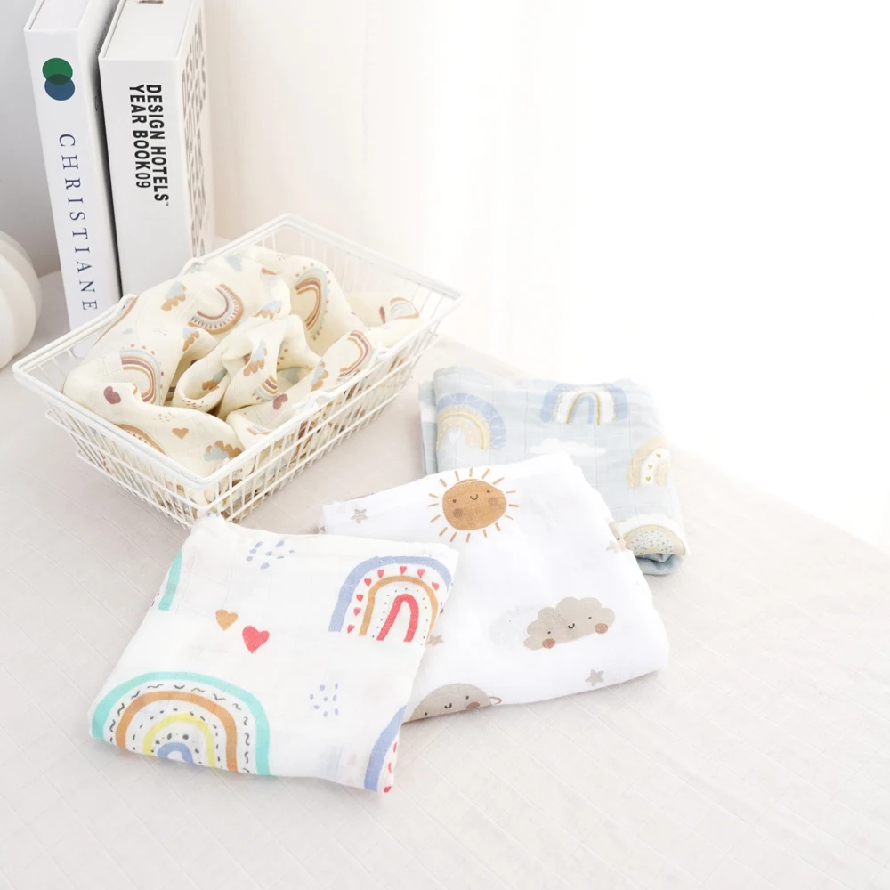 Kangobaby # Mein weiches Leben # 4-teiliges Set aus Bambus-Baumwolle, Baby-Musselin-Lätzchen, Spucktuch für Neugeborene, modischer Schal, Größe 60 x 60 cm – Detail 3