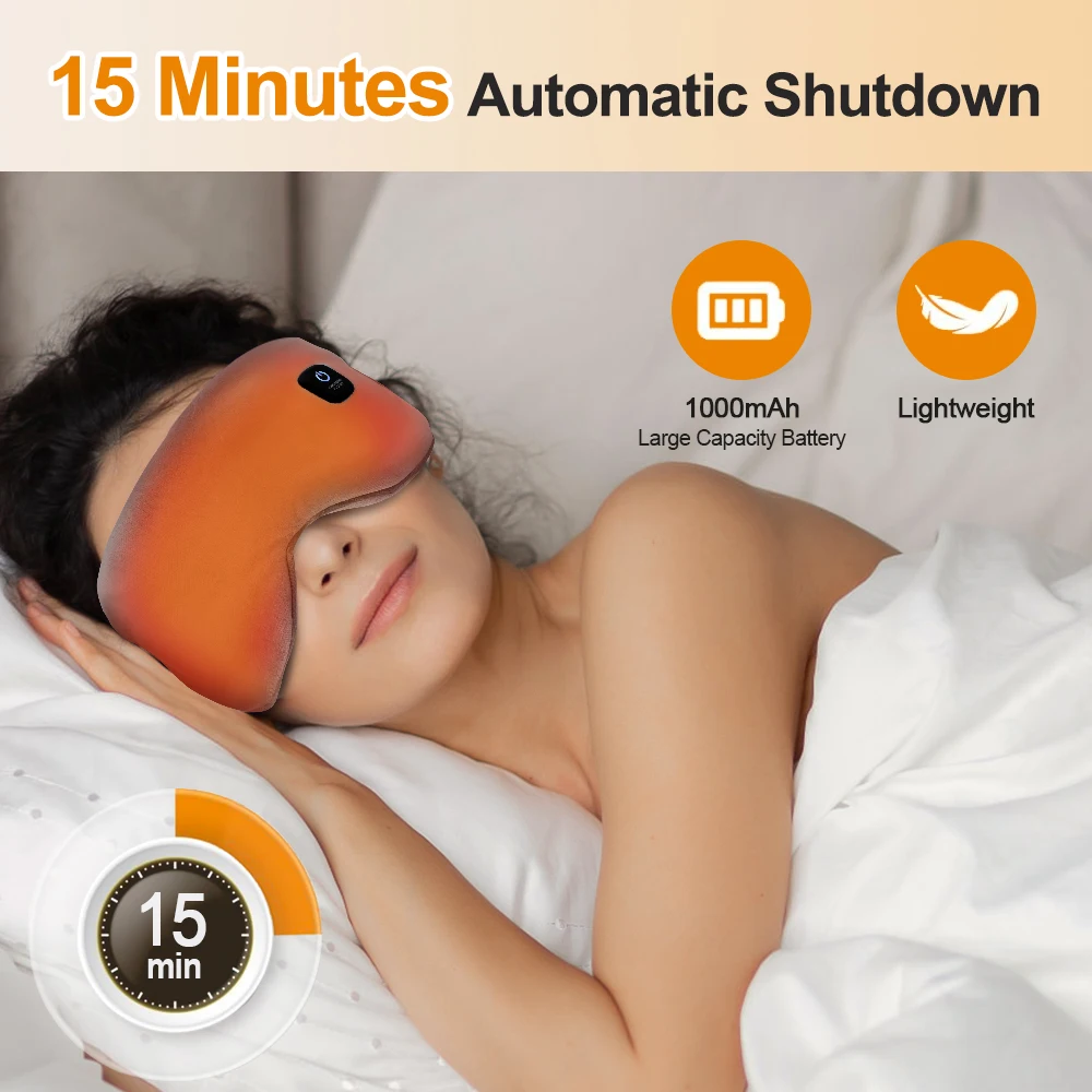Cordless Heated Eye Mask Electric Warm Compress Eye Massage Device Smart Timing 3-Speed Heating Eye Mask For Dry Eye Sleep Shade