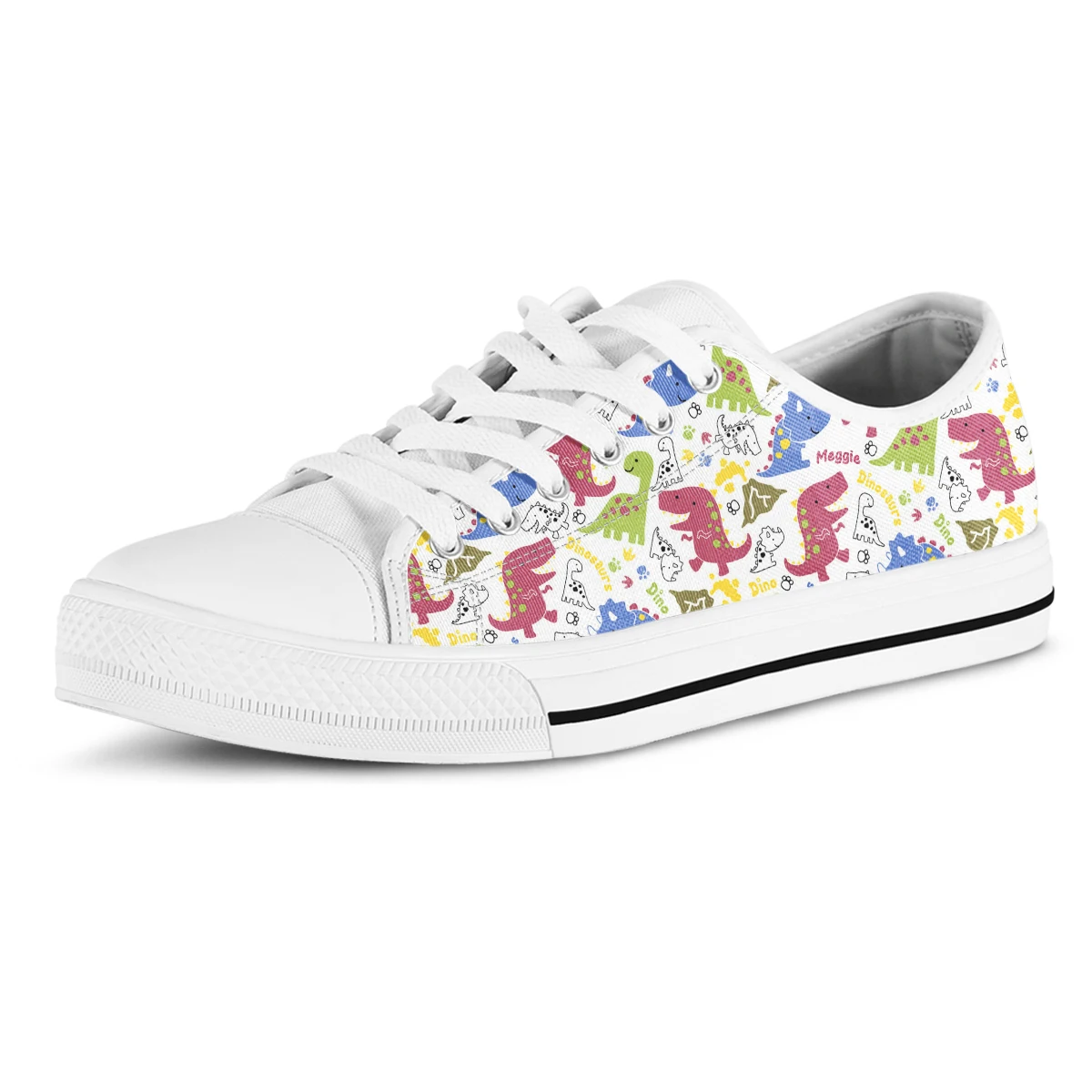 Colorful Dinosaurs Women Flats Canvas Vulcanized Shoes For Ladies Girls High Quality Sneakers Outdoor Footwear