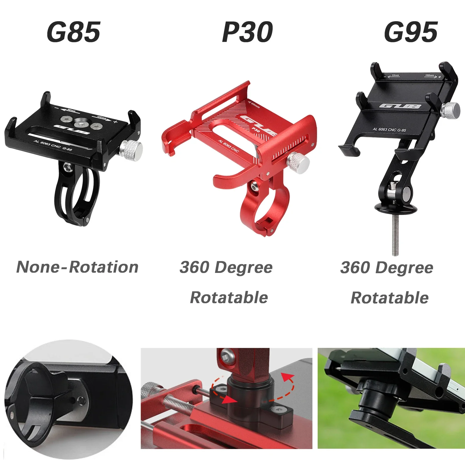 GUB Bike Moible Phone Holder G85 Mount Bracket Smartphone Aluminum Tight Metal MTB Bicycle for Samsung Huawei Xiaomi Iphone G95