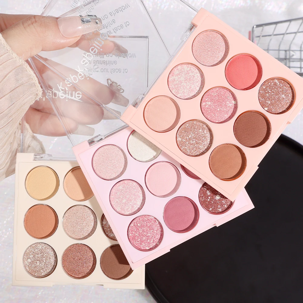 Nine Color Glitter Matte Eyeshadow Palette Long Lasting Glitter Nude Pink Earth Color Pigment Eyeshadow Makeup Palette Cosmetics