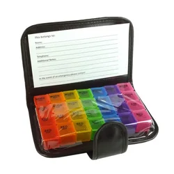Weekly Pill Organizer with Removable Daily Compartments - 4x Daily Pill Box (Colorful - 28Grids)