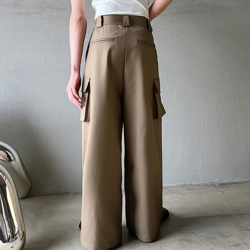 IEFB Men's Casual Wide Leg Trousers Korean Style 2023 New High Waist Metal Piece Pocket Decoration Fashionable Pants 9A2104 3