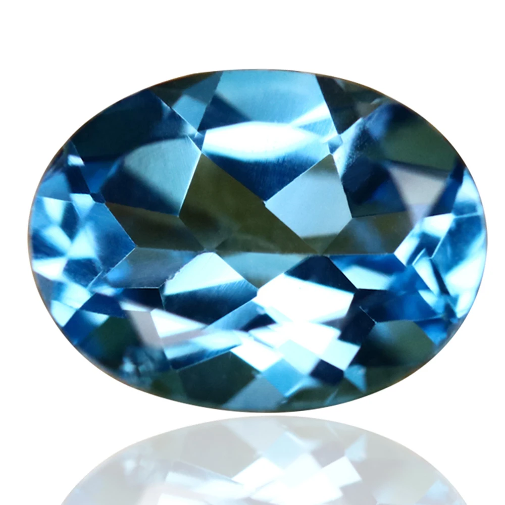 Loose Gemstones Natural Blue Topaz 1.5ct Swiss Blue Crystal 6*8mm Elliptical for Ring Earrings