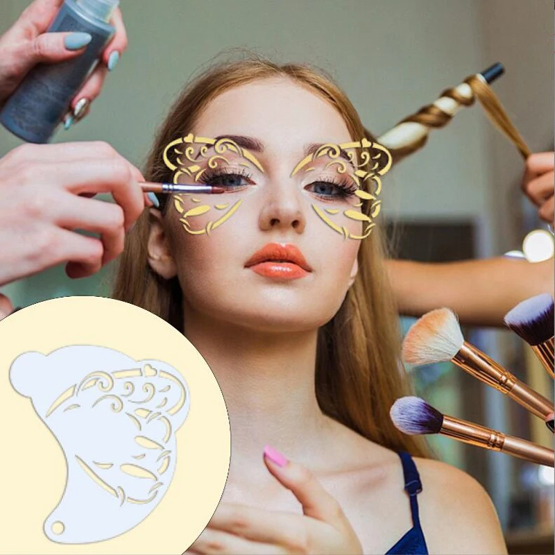 Face Painting Tattoo Stencil DIY Spray Painting Eyebrow Tattoo Template Dance Party Makeup Tools Beauty Stickers