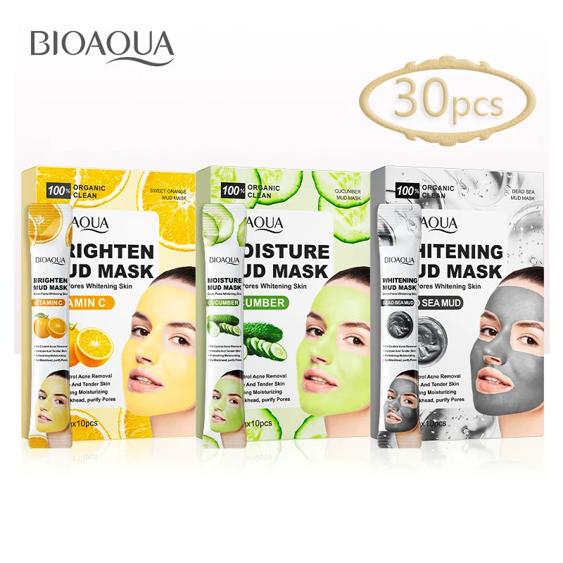 

30pcs BIOAQUA Vitamin C Mud Masks Clay Face Mask Skincare Cucumber Moisturizing Anti-aging Whitening Facial Masks Skin Care