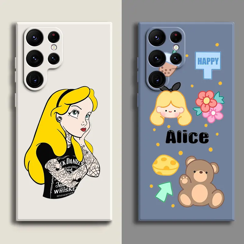 Nowa Obudowa Alice W Krainie Czarów Dla Samsung Galaxy S23 S22 S21 S20 Fe 5G S10E S10 S9 S8 Note 10 Plus 20 Ultra Kwadratowa Osłona Na Płyn