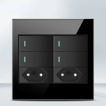 Melery เต้าเสียบมาตรฐาน4x4หน้าจอโทรศัพท์ทนไฟ, เต้าเสียบคู่ USB Type C สวิทช์ช่องไฟไฟติดผนัง20A 10A สำนักงานสีดำ 19