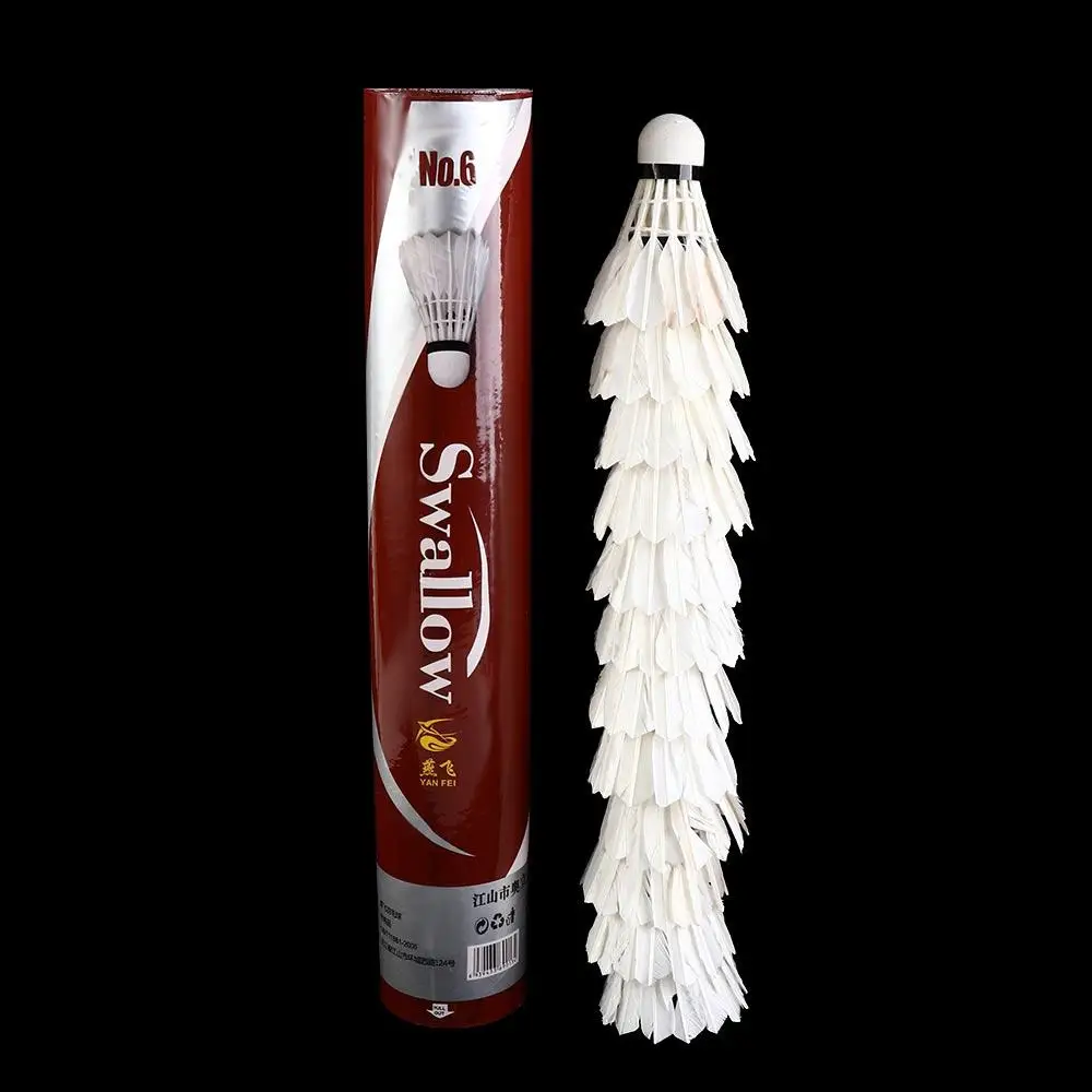 Professional Goose Feather Badminton Shuttlecocks 12 Pack White_voghion.com
