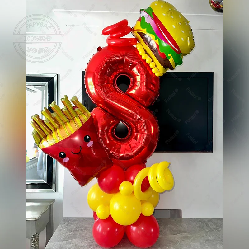 25Pcs Fast Food Thema Party Ballon Set Pommes Geformt Ballon Geburtstag Party Decor Festival Liefert Foto Requisiten Baby Dusche geschenk