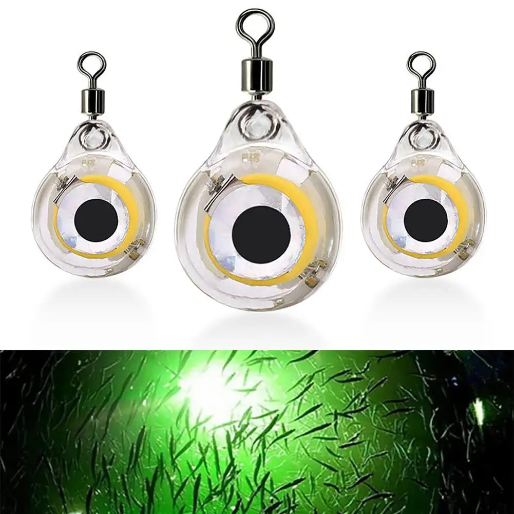 

3PCS Mini LED Fishing Lure Light Deep Drop Underwater 3D Eye Shape Fishing Squid Bait Luminous Lure Trap Lamp Fish Attracting