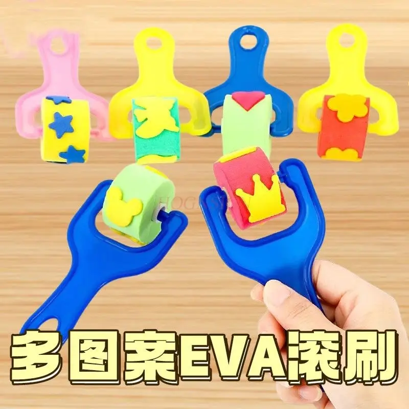 유치원 DIY 그림 재료 도구 세트, 스펀지 스틱, 마찰 페인트, 인감, 어린이 그림 붓, 미술 금형