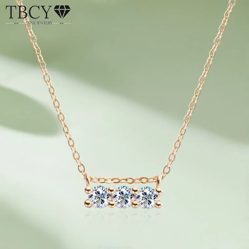 

TBCYD 4mm D Color Moissanite Necklace Pendant For Women GRA Certified S925 Silver Rose Gold Plated Neck Chain Fine Jewelry Gifts