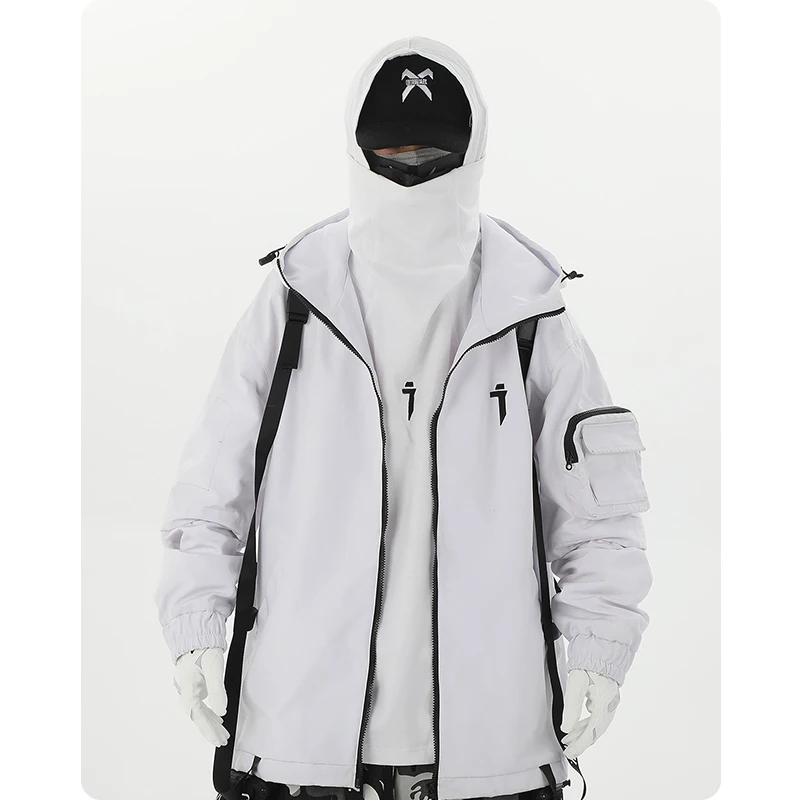 

Unisex Autumn Sweater Pullover Ribbon Coat Men'S Clothing Harajuku Sweatshirt Streetwear Ribbon Hooded Assault Jacket Oversize