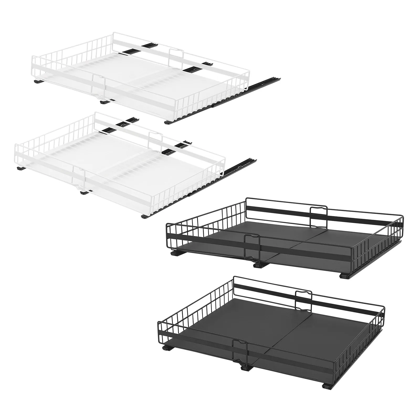 2er-Pack Teleskop-Schubladen Küchenschrank-Organizer Ausziehbare Schublade mit Klebestreifen – Detail 3