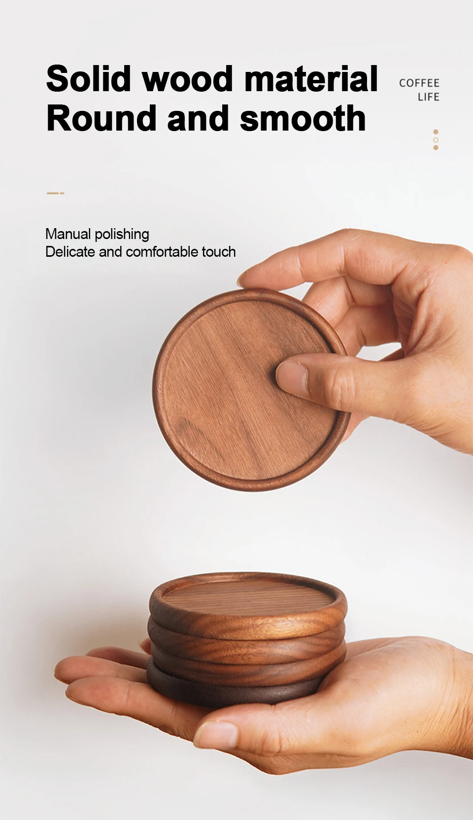 Description Picture 6 of item1PC Wooden Coaster Placemats Tea Coffee Cup Pad Durable Heat Resistant Teapot Mat Walnut Color Insulation Tableware Mug Holder