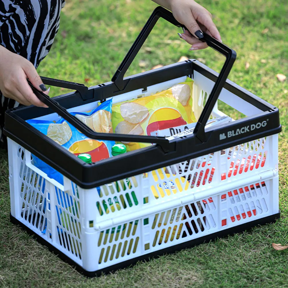 Foldable PP Storage Basket for Camping Picnic Kitchen