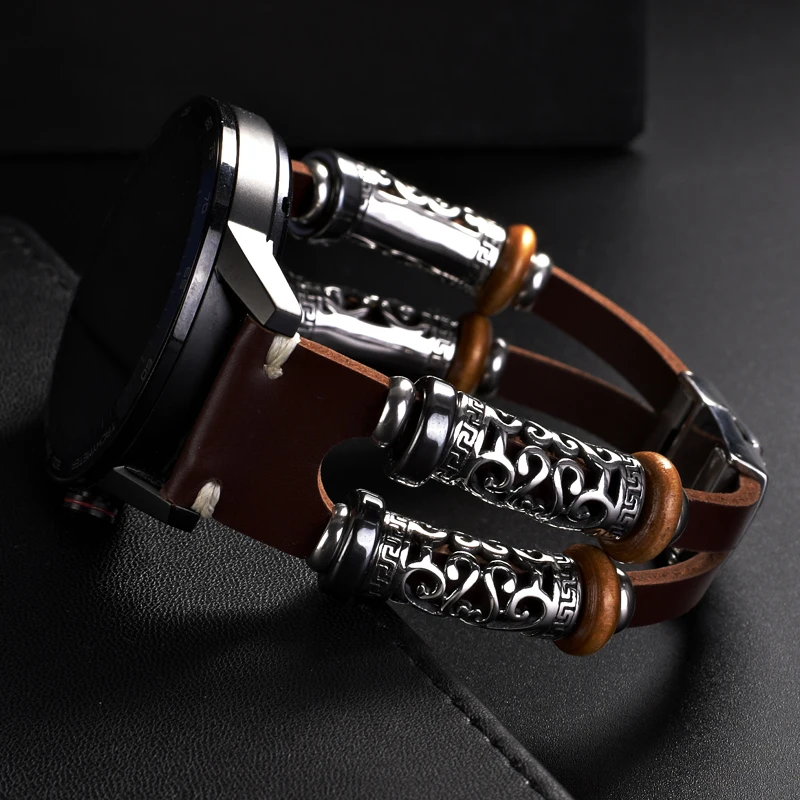 Handmade Retro Leather Smartwatch Band - Adjustable Strap with Classic Design