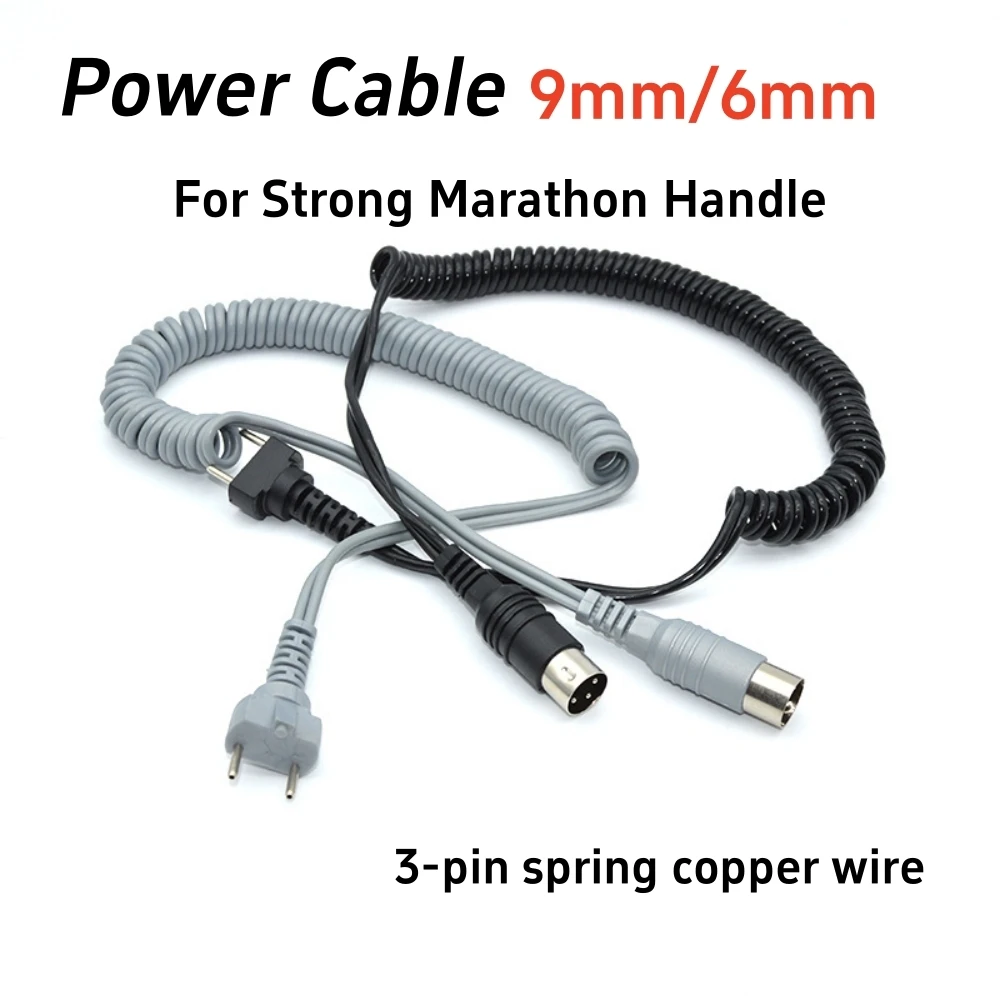 3-pin 9mm 6mm For Marathon Strong 210 204 90 105L 102L Nail Handle Power Cable Electric Manicure Drill Spring wire nail drill