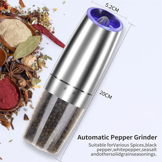 Gravity Induction Electric Pepper Grinder Black Peppercorns