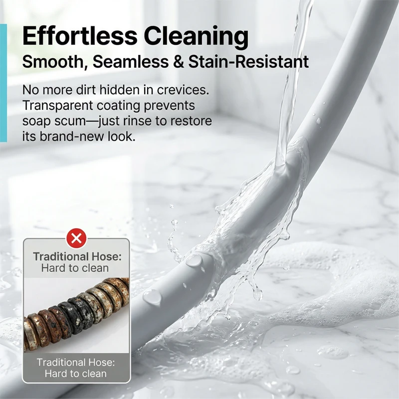 Premium Tangle-Free Silicone Shower Hose – Rustproof and Anti-Mold, Available in Multiple Lengths