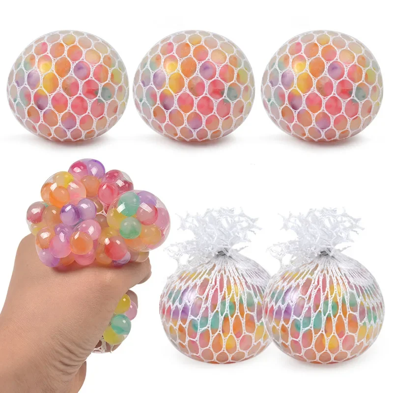 1PC Creative New Decompression And Ventilation Grape Ball Toys Tricolor Colorful Beads Grape Ball Pinch Le Children's Toys