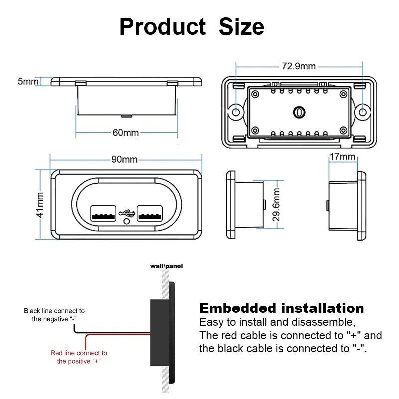 12V RV USB 벽면 콘센트 18W PD USB-C 빠른 충전 3.0 USB-A 소켓 차량용 충전기 LED가 있는 방수 전원 소켓 어댑터 패널