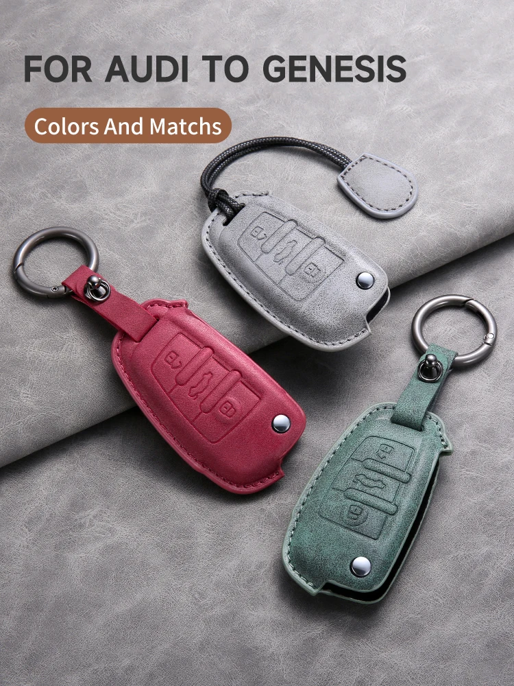 Multi Styles for Audi To Genesis Car Smart Key Case Cover Key Pack Remote Protection Sleeve Buckle Rope Auto Special Accessories