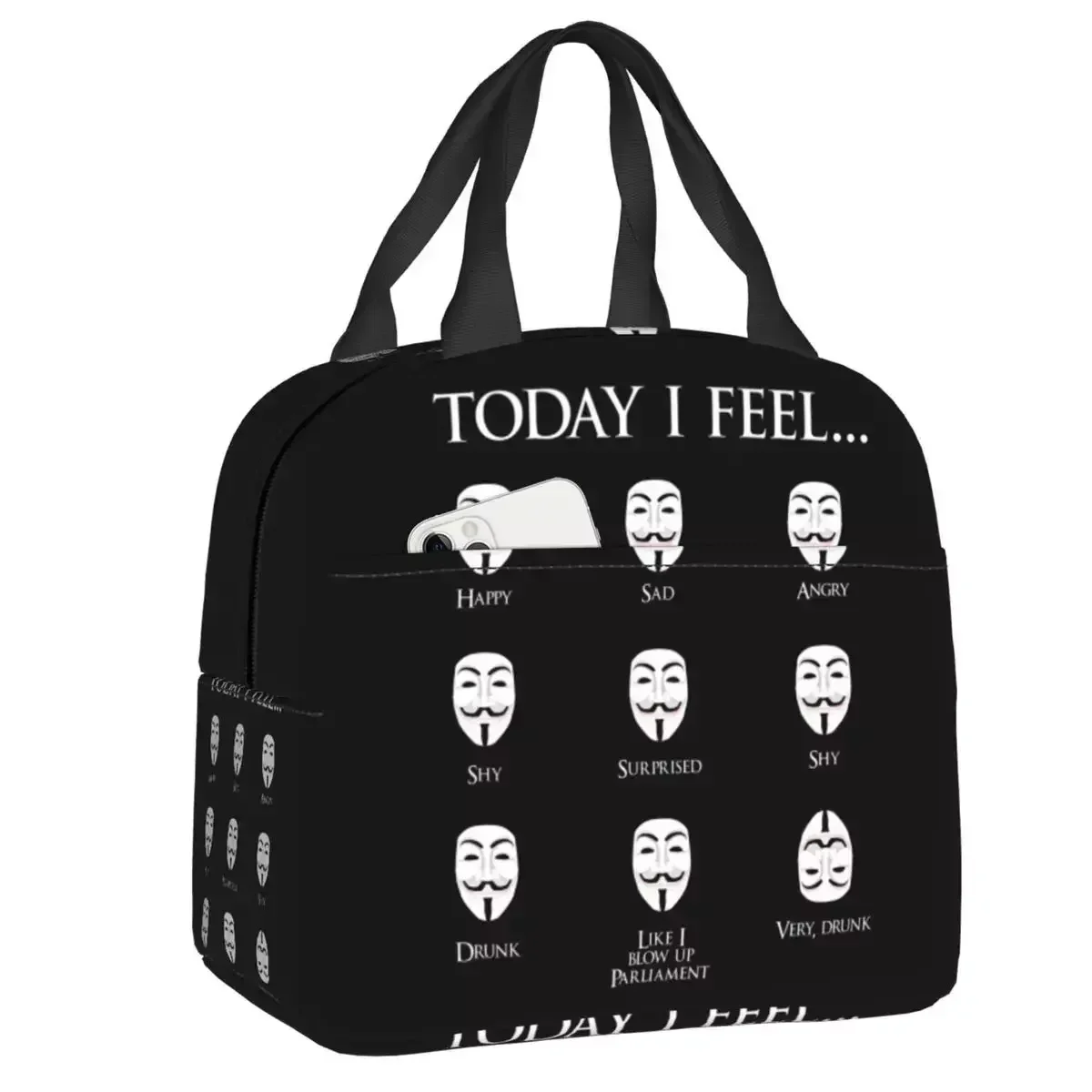 

2024 New Custom V For Vendetta Fan Art Lunch Bag Women Warm Cooler Insulated Lunch Boxes For Student School