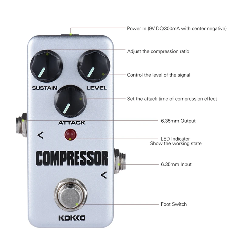 KOKKO Guitar Effect Pedal Compressor Fully Analog Circuit Guitar Compressor Pedal Accessories