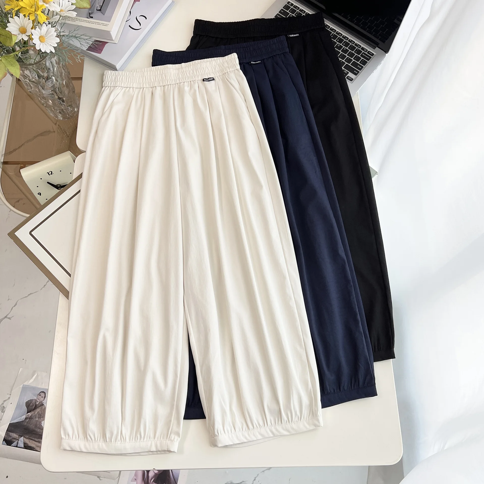 Plus Size Women's Harem Pants 2025 Autumn New Casual Ankle Length Lantern Trousers 8049