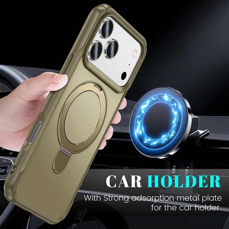 Sleek Magnetic Metal Ring Stand Case with Wireless Charging Compatibility