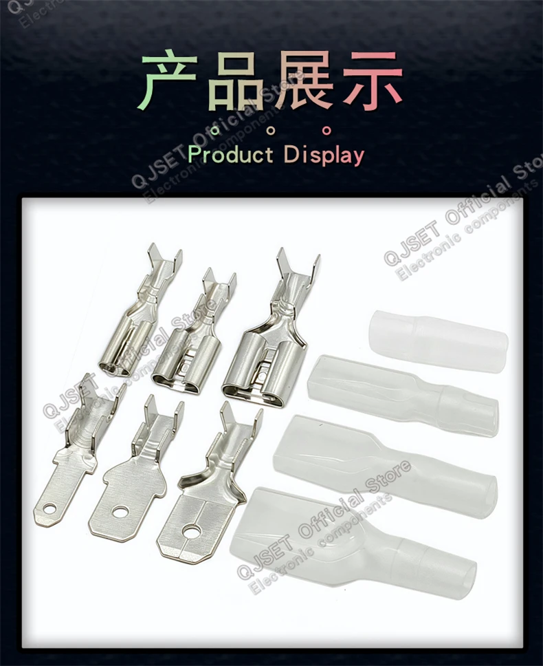 100Pcs 2,8mm 4,8mm 6,3mm Stecker Frühling Weiblich Männlich Spaten Kalt Crimp Terminals Stecker Auto Lautsprecher elektrische Draht Anschlüsse Set – Detail 5
