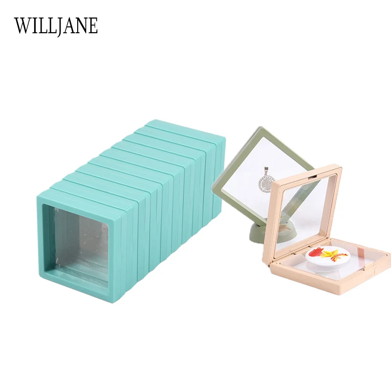 Wholesale 3D Floating PE Film Jewelry Ring Earring Gift Packaging Box Bracelet Display Stand Holder Case Antioxidant Storage Box