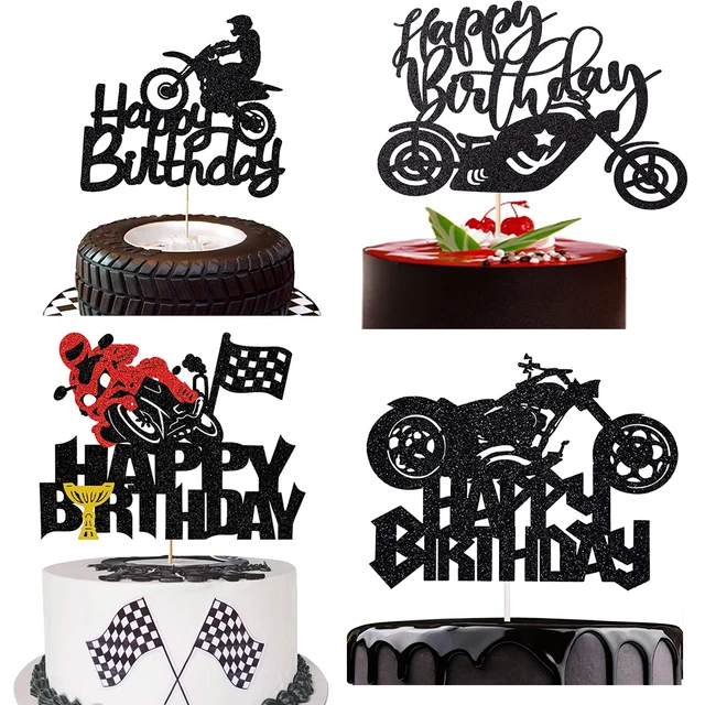 Motocicleta Modelo Bolo Topper Motocicleta Tema Kids Party Decor Picks  Feliz Aniversário Bolo Topper para Decoração de Aniversário do Menino Homem  - AliExpress