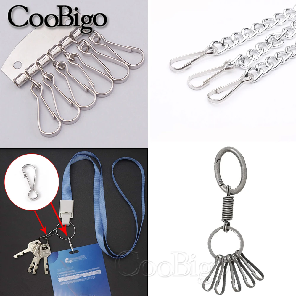 20 Pcs Metal Hooks Snap Clip Carabiner Clasp for Keychain Keyring Outdoor  Camping Hiking Cord Lanyard Accessories Silver 20-40mm