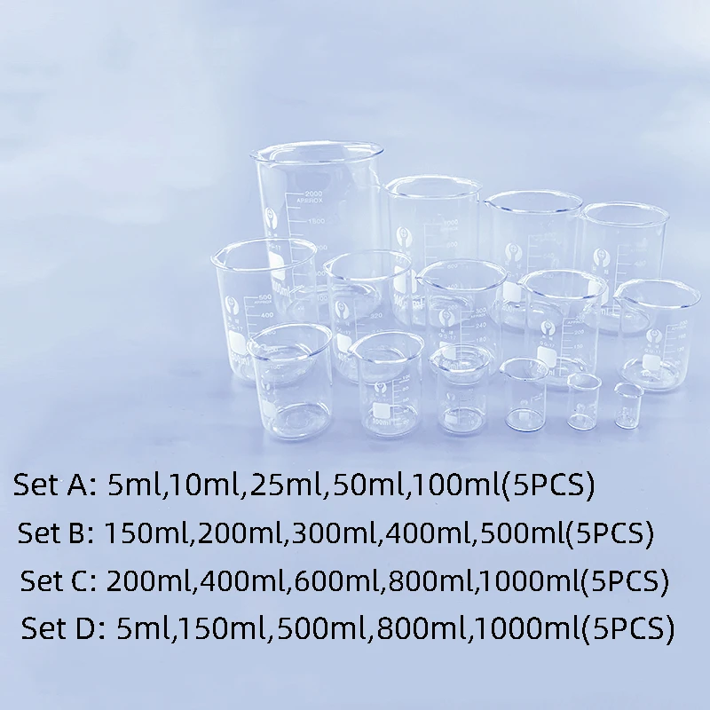 

1set Lab Borosilicate GLass beaker all sizes chemical experiment Laboratory Equipment All sizes