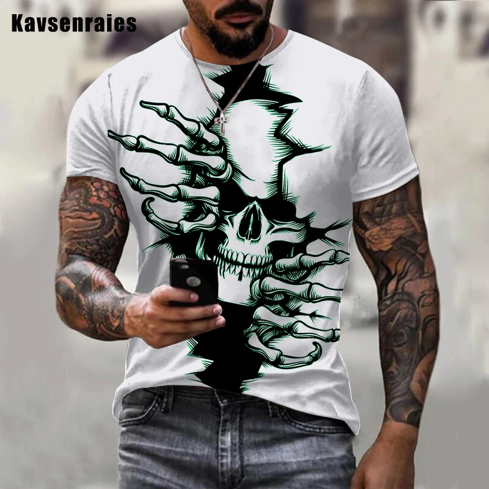 

2023 Men Women Hip Hop Street Black Soul Skull 3D Printing T-shirt Harajuku Summer Short Sleeve Fashion Loose Tops