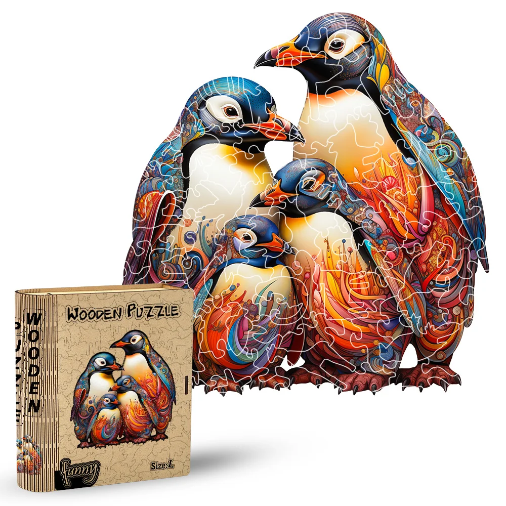Unique Shape Penguin Wooden Jigsaw Puzzle – Advanced Level for Adults ...