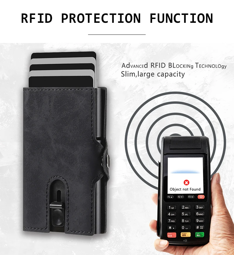 Casekey Fashion Men's Metal RFID Blocking Card Holder Slim Minimalist Carbon Fiber Wallet