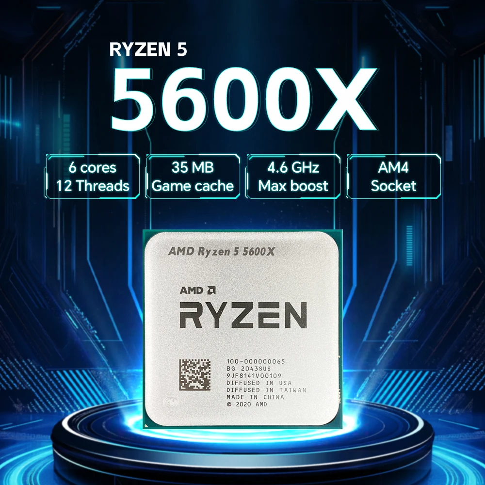 AMD Ryzen 5 5600X NEW 6-Core 12-Thread 65W 7NM DDR4 L3=32M 3.7GHz