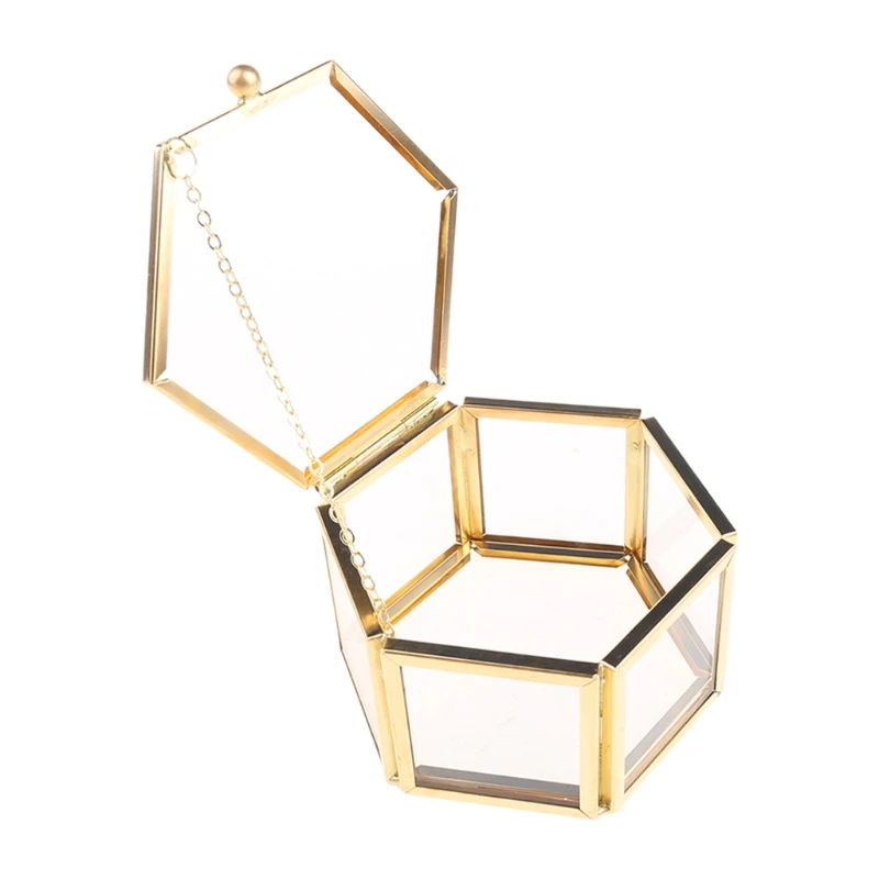 Clear Jewelry Ring Box Hexagon Premium Gorgeous Vintage Ring Gift Box with Lid