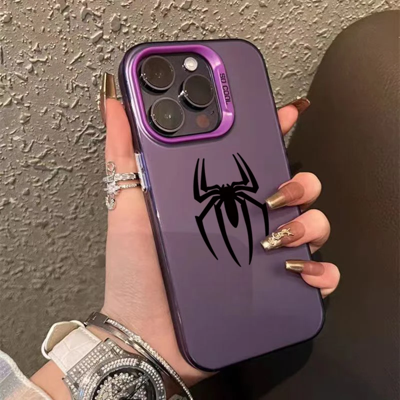 Funda de teléfono con textura mate y patrón de araña de murciélago, carcasa a prueba de golpes para iPhone 16, 15, 14, 13, 12, 11 Pro Max, XS, XR, 7, 8 Plus, SE 2022