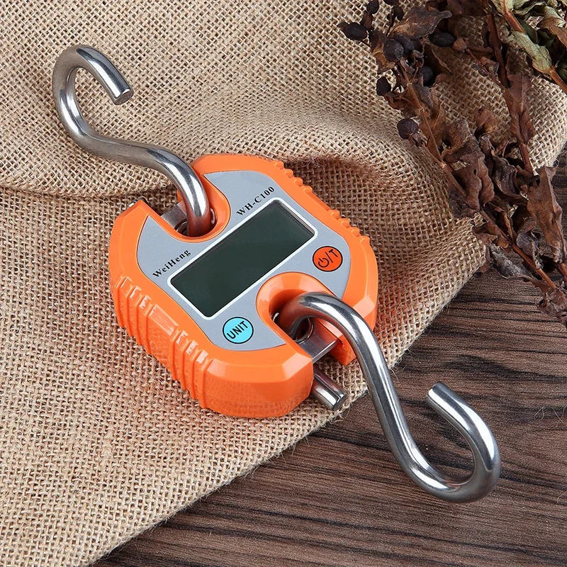 Electronic Hanging Scales 150kg 50g Digital Stainless Steel Hook Weighing LCD Crane Scale Loop Fish Heavy Duty Weight Balance digital scale weighing tools hanging scale