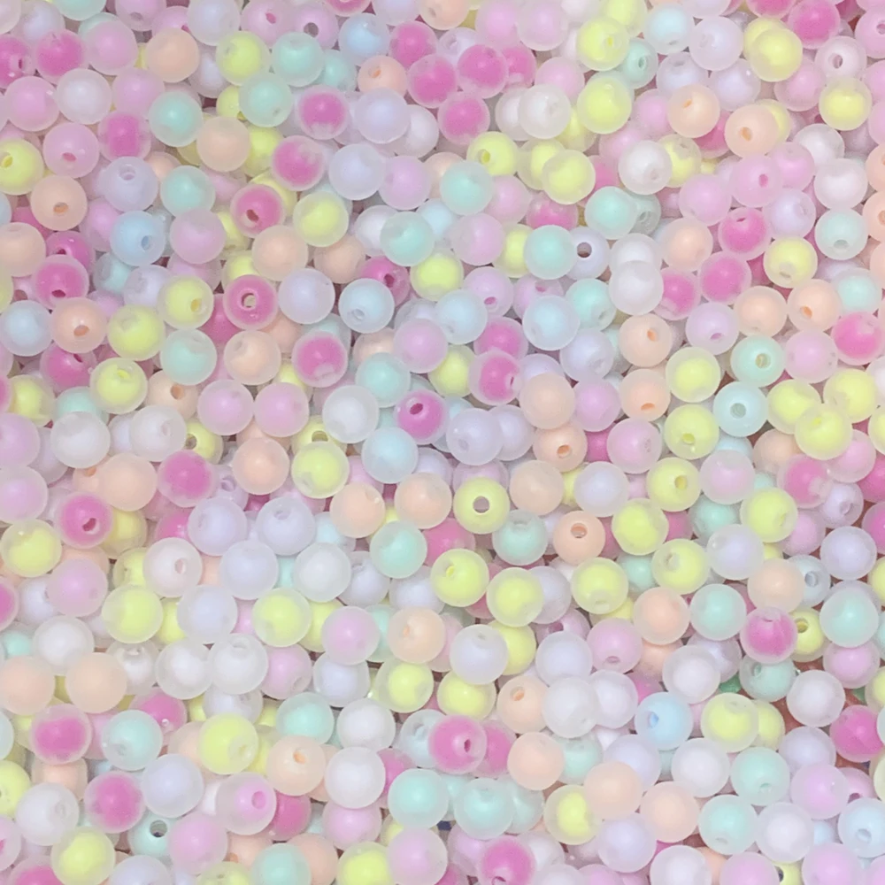 

50Pcs Acrylic Matte Round Beads Rainbow Spring Color Beads For Jewelry Making DIY Necklace Crafts Beads Accessories