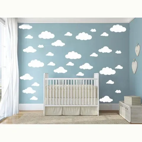 

48pcs Cartoon Cute Clouds Wall Stickers For Kids Child Rooms Boys Girls Gifts Art Mural Wardrobe Decoration Vinyl Wall Decals