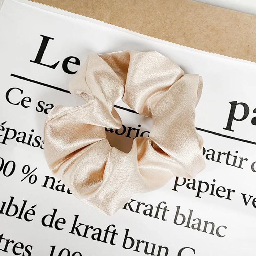 Oversized Stain Hair Scrunchies Women Silk Scrunchie Elastic Hair Bands Girls Satin Headwear Donut Grip Loop Ponytail Holder pearl hair clip Hair Accessories